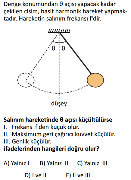 Basit Harmonik Hareket Örnek soru