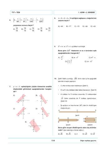 Page 116 - 3 ADIM DENEME SINAVI (TYT) TYT KİTAP 1.ADIM