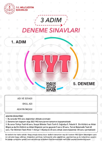 Page 173 - 3 ADIM DENEME SINAVI (TYT) TYT KİTAP 1.ADIM