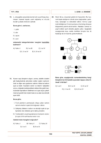 Page 142 - 3 ADIM DENEME SINAVI (TYT) TYT KİTAP 3.ADIM