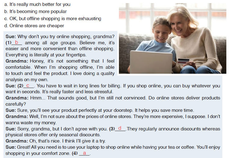 Read the dialog between Sue and her grandma and fill in the blanks with ...